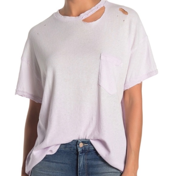 Free People | Lucky Distressed Cutout Tee - Picture 2 of 8